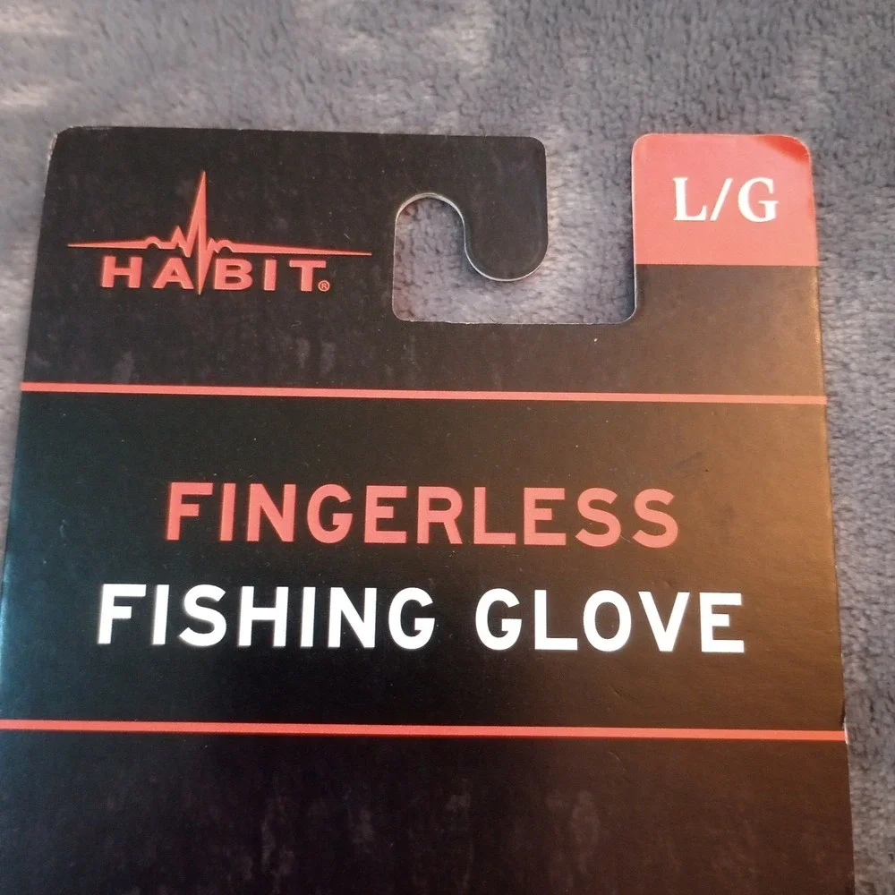 Habit Fingerless Fishing Gloves Unisex Size Large Silicone Palm‎ Grip Ghost Camo